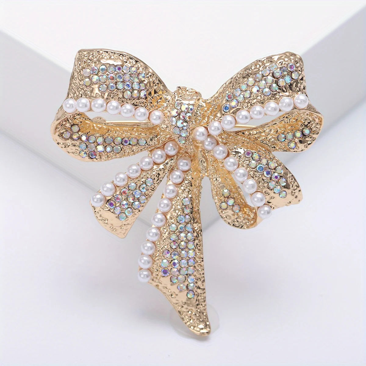 Brosche Schleife Kristall Perle Glänzend Boutique Geschenk Damen