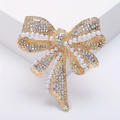 Brosche Schleife Kristall Perle Glänzend Boutique Geschenk Damen