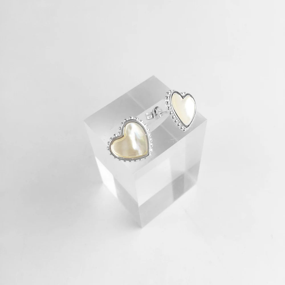 Damen-Ohrstecker Muschel-Herz romantisch 925 Sterlingsilber