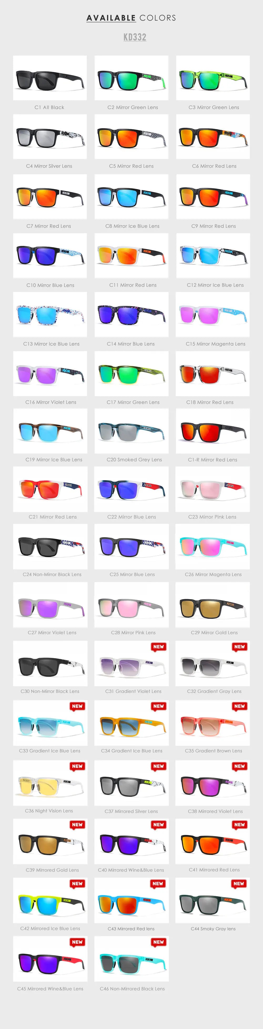Sonnenbrille quadratisch polarisiert Reißverschlussetui 30 Farben Unisex