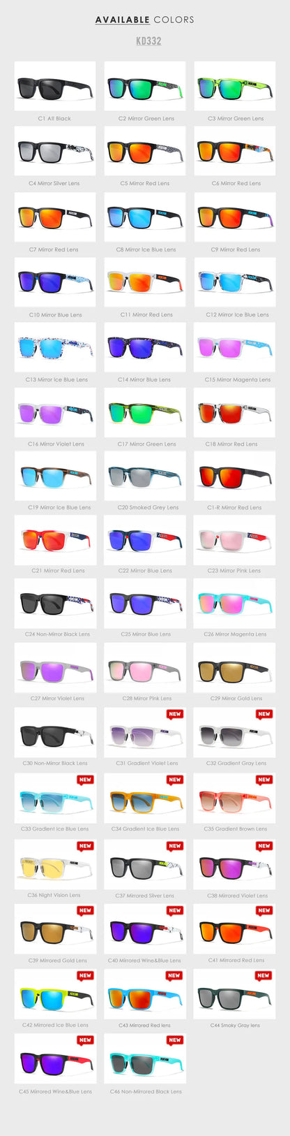 Sonnenbrille quadratisch polarisiert Reißverschlussetui 30 Farben Unisex