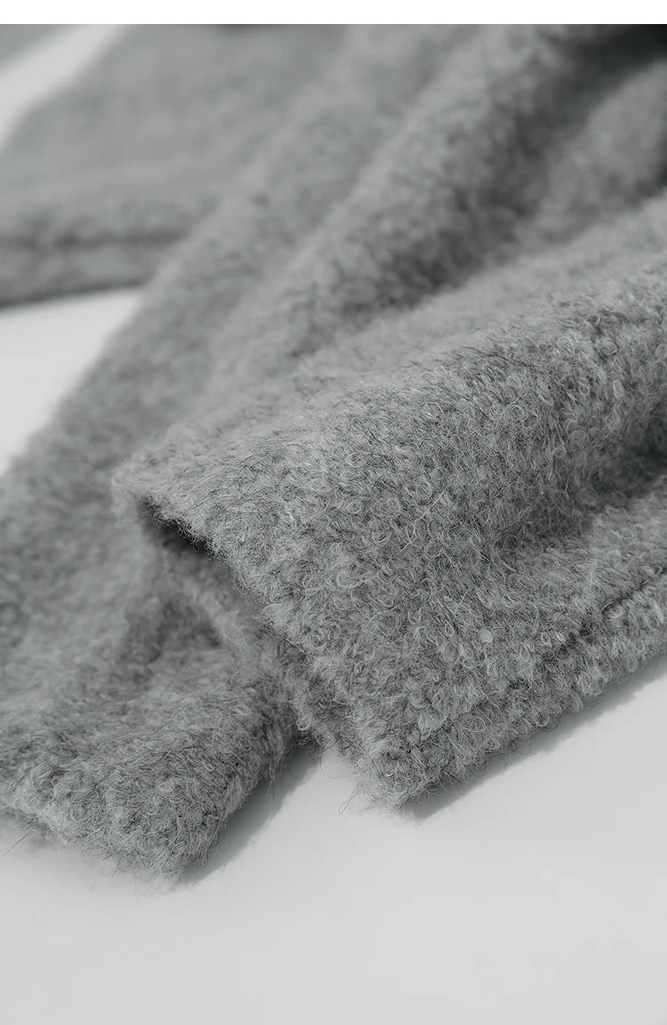 Damen-Kapuzenpullover Wolle Reißverschluss locker dick warm Winter