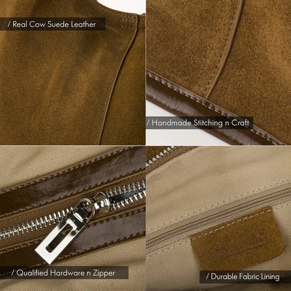 Wildleder Hobo Schultertasche Naturleder | Große Crescent