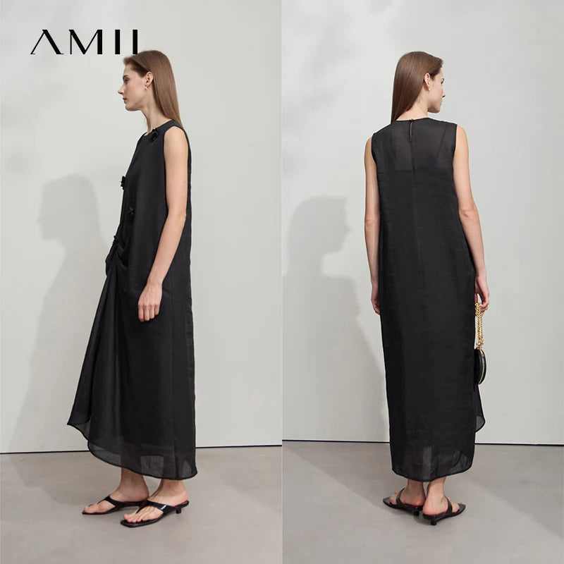 Elegantes Langes Damenkleid Ärmelos Für Damen Bequem Im Sommer