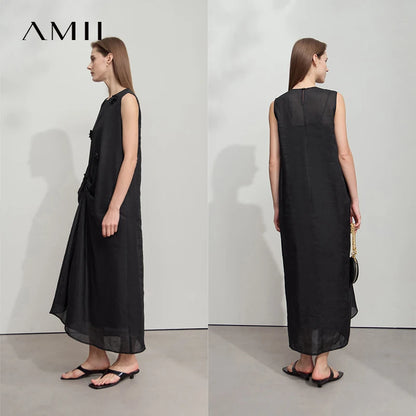 Elegantes Langes Damenkleid Ärmelos Für Damen Bequem Im Sommer