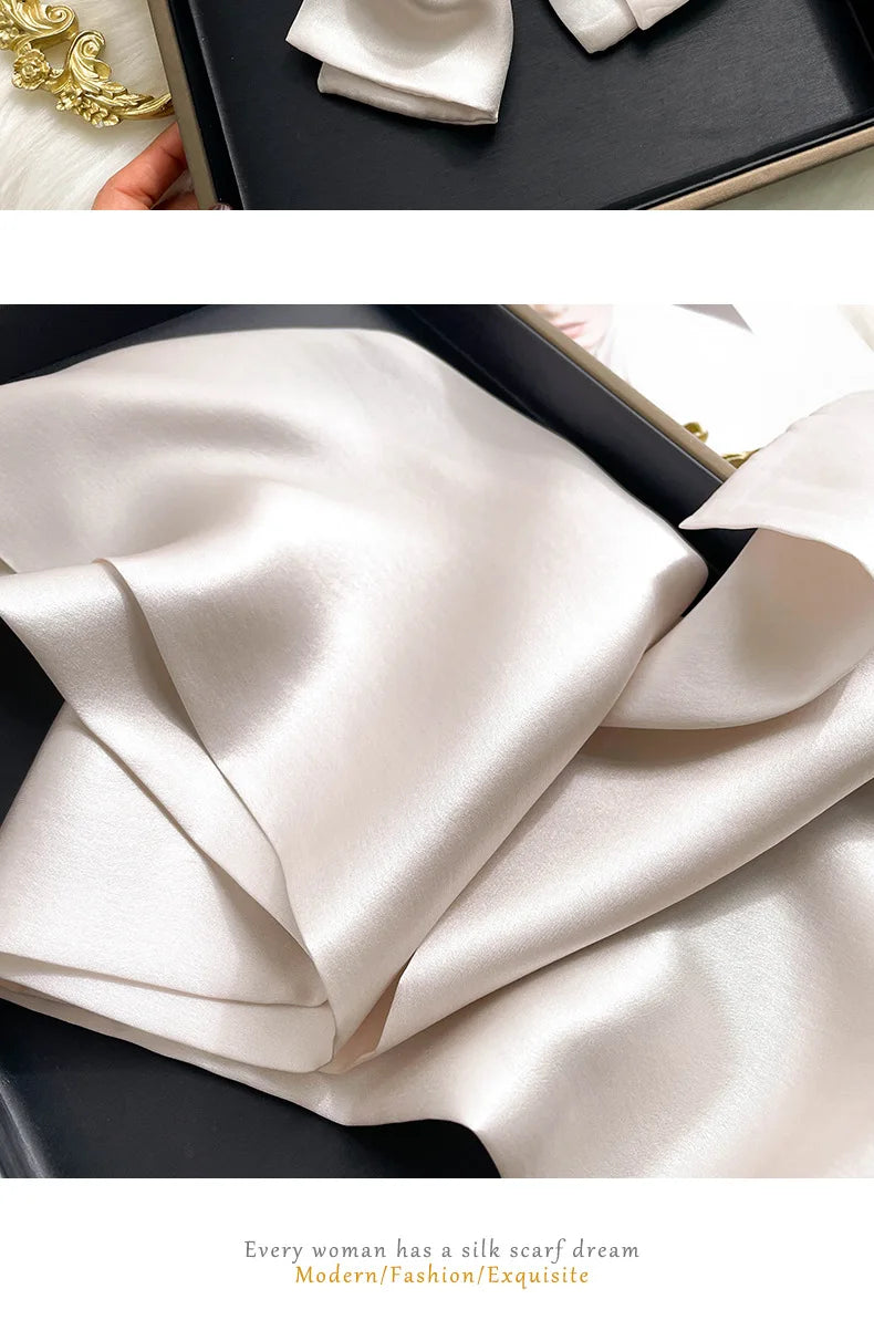 Damen Seidenschal dünn Taschenband Foulard Haarband Stirnband bedruckt B