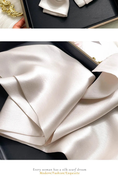 Damen Seidenschal dünn Taschenband Foulard Haarband Stirnband bedruckt B