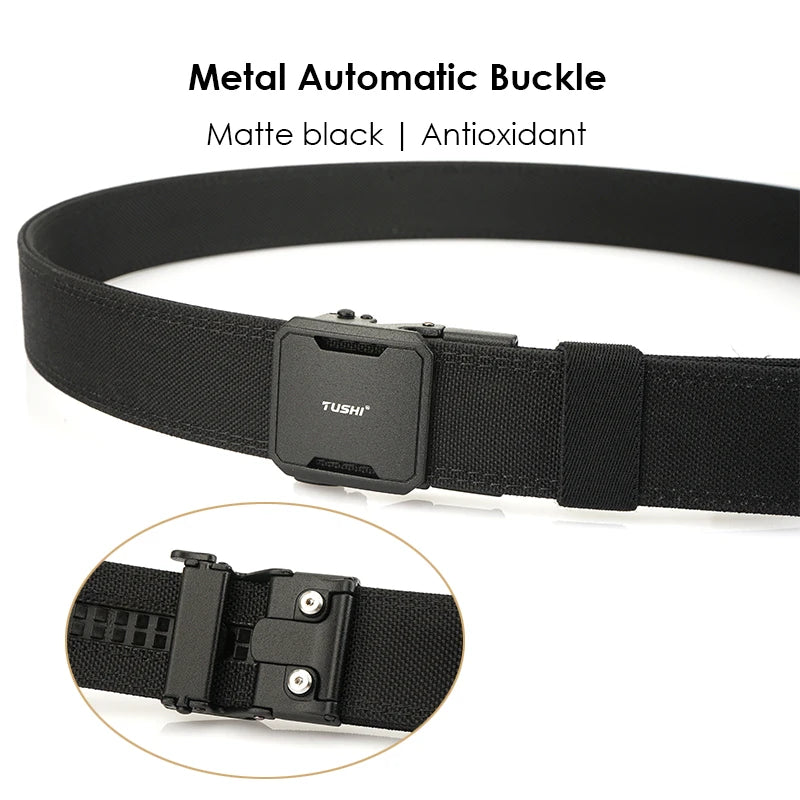 Herren-Taktischer Gürtel aus Nylon mit Automatischem Schnallenverschluss in Zwei Längen 110/120 cm