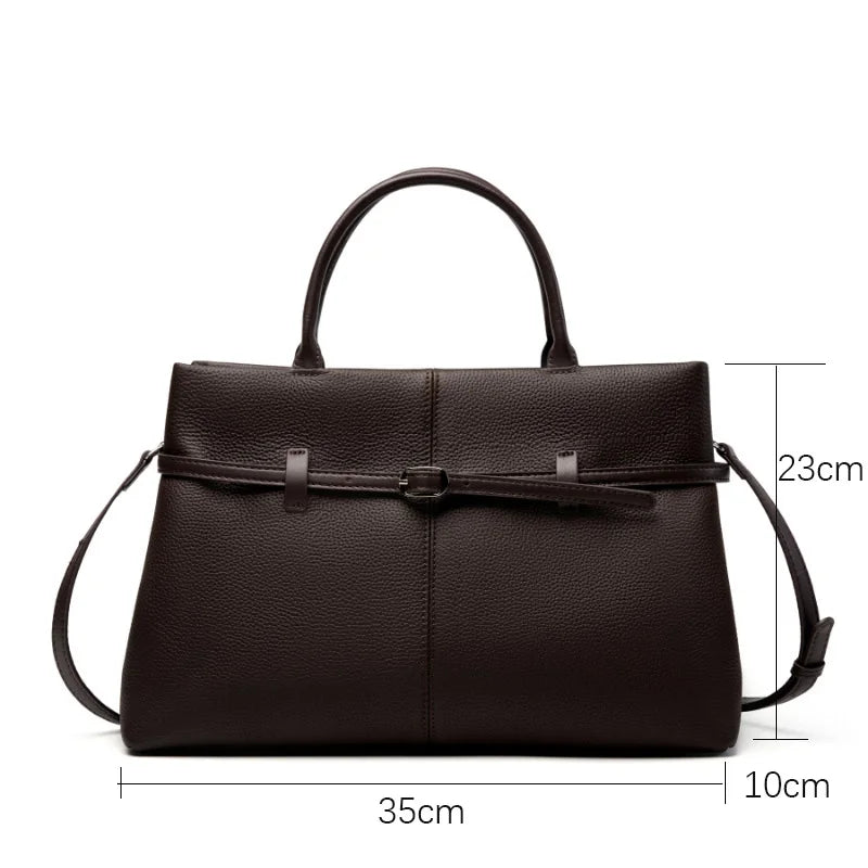 Leder-Top-Handle Tote | Vollnarbenleder Silberbeschläge