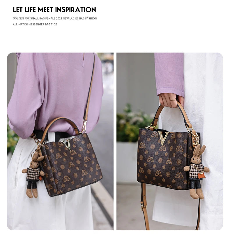 Damen Handtasche im Retro-Stil mit kleinem Bucket Bag