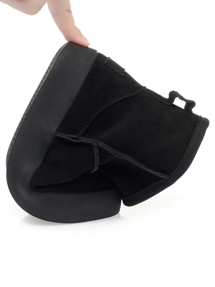 Damen Schnee Stiefel aus echtem Leder mit warmem Wollfutter