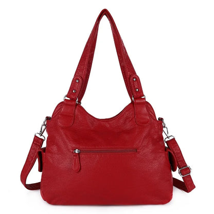 Damen-Schultertasche Silber PU-Leder mit Mehrfachfächern für Alltag und Freizeit