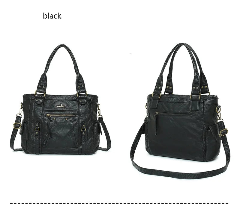 Damen-Schultertasche aus PU mit Mehrfachfächern Bronze Vintage Look Geräumige Innentaschen