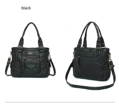 Damen-Schultertasche aus PU mit Mehrfachfächern Bronze Vintage Look Geräumige Innentaschen