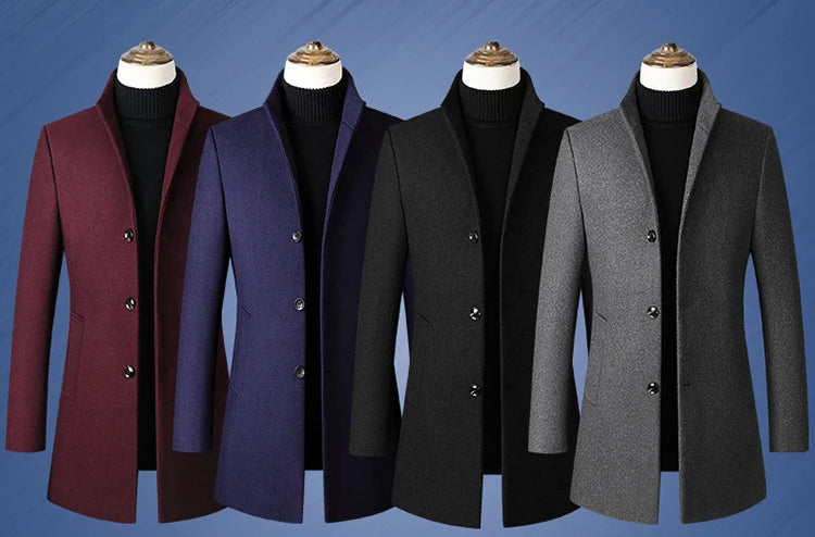 Herrenmantel mit Stehkragen – Dick gefüttert & wintertauglich