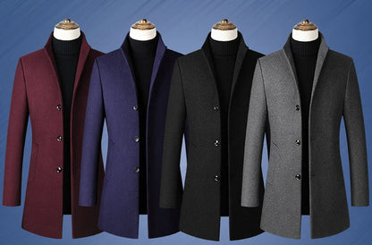 Herrenmantel mit Stehkragen – Dick gefüttert & wintertauglich