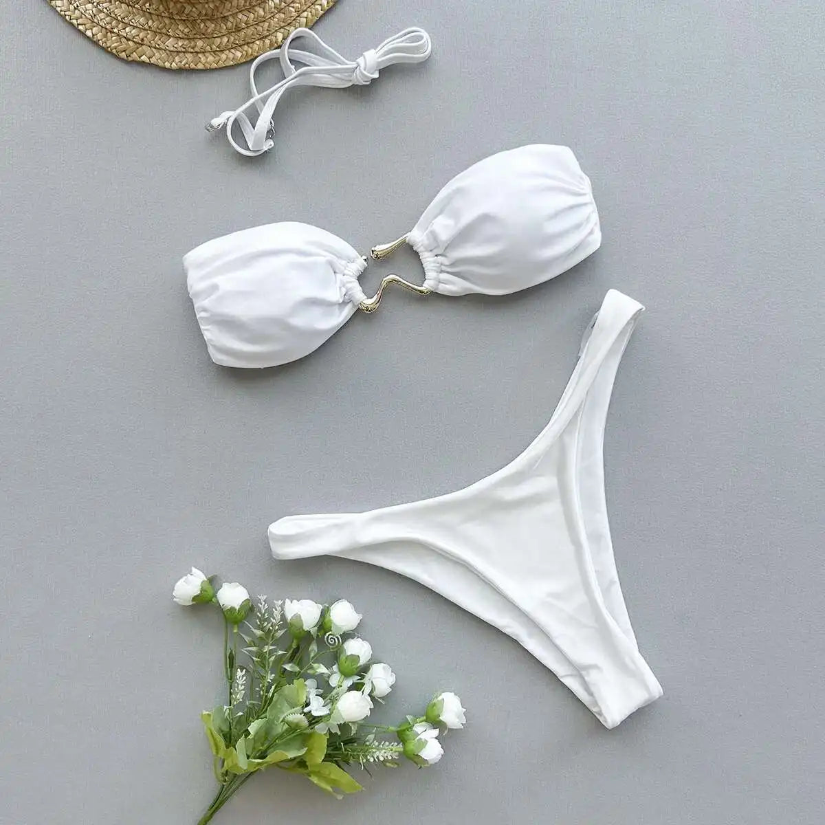 Gestreiftes, sexy Bikini-Set mit Push-up-Effekt – ideal für Strand und Pool