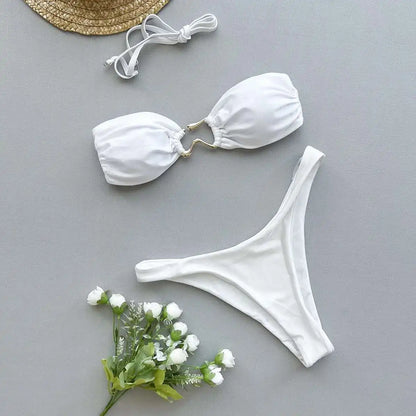 Gestreiftes, sexy Bikini-Set mit Push-up-Effekt – ideal für Strand und Pool