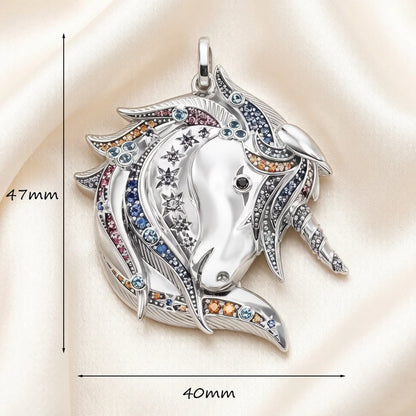 Damen-Charm-Anhänger Einhorn royales Märchen aus Sterlingsilber