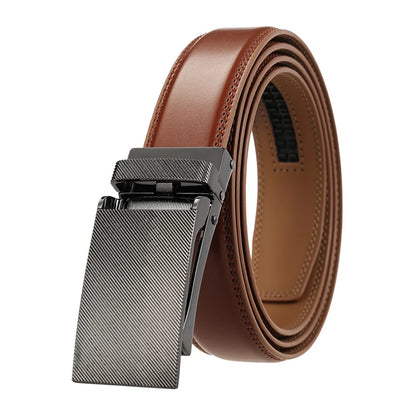 Herren Ledergürtel Braun 31 mm Ohne Lochung Mit Automatischer Schnalle Aus Naturleder