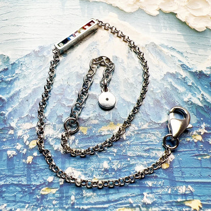 Damen-Armband bunte Steine Böhmen aus Sterlingsilber