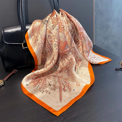 Damen Seidenschal 53cm quadratisch Blumenprint Luxus Hijab Bandana L