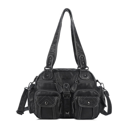 Damen-Schultertasche aus PU-Leder in kompakter Bauweise mit Angenehmer Haptik und Mehrfachfächern