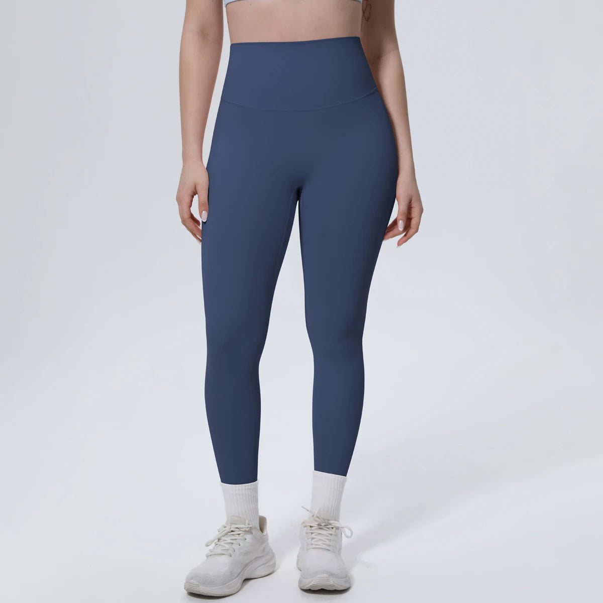 Yoga-Leggings mit hohem Bund, dunkelblau, 3/4-Länge, eng anliegend