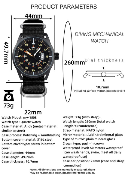 Herren-Quarzuhr mit Nylonarmband für Alltag und Freizeit