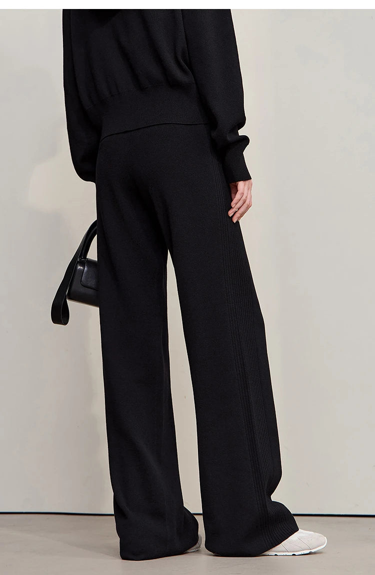 Damen-Strickjacke Kapuze Reißverschluss locker 2-teilig Set Herbst