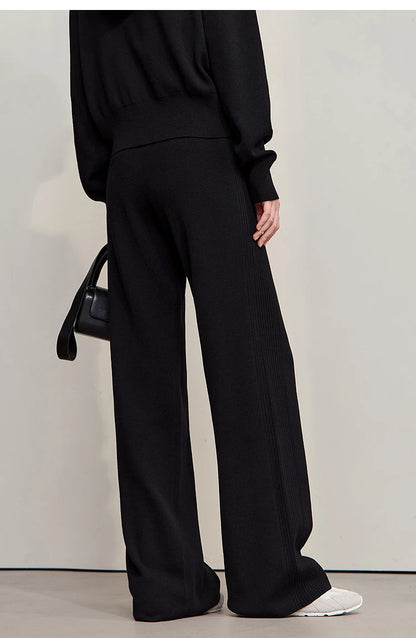 Damen-Strickjacke Kapuze Reißverschluss locker 2-teilig Set Herbst
