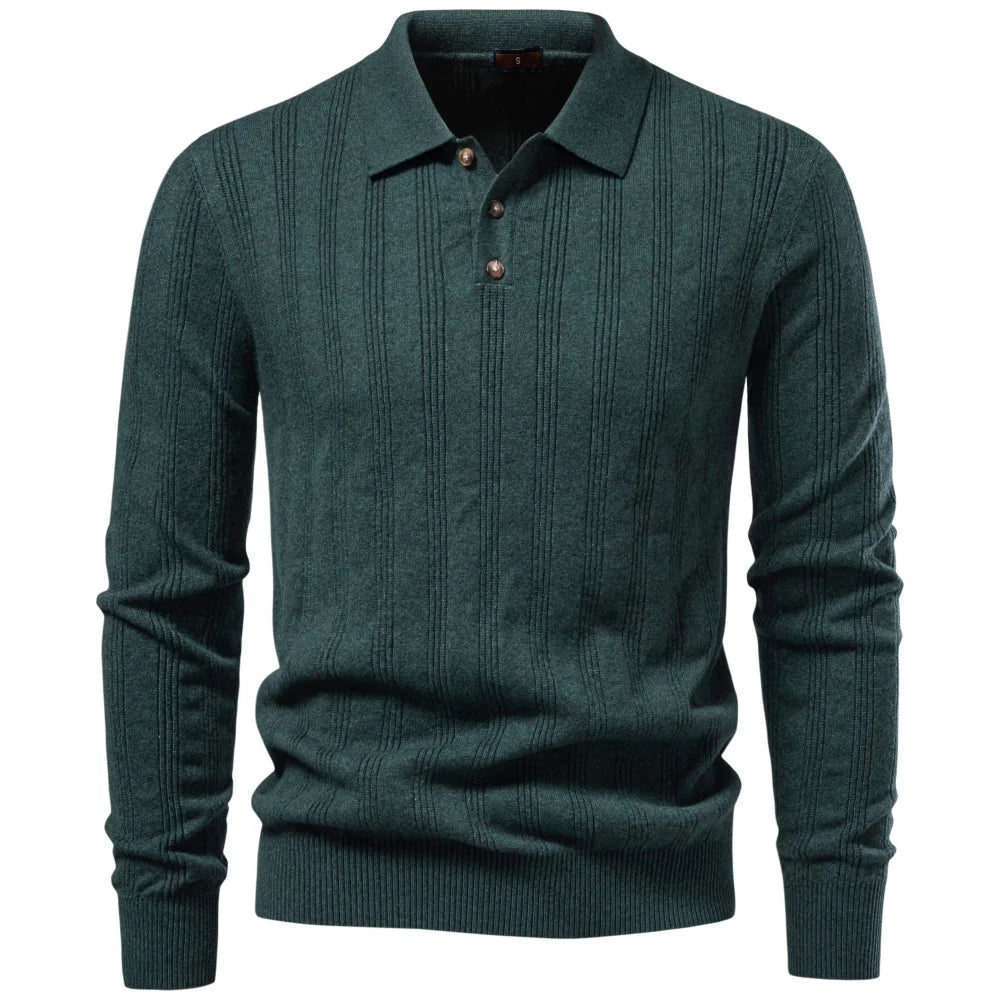 Herren Strickpoloshirt Aus Kunstkaschmir Komfort Elegant