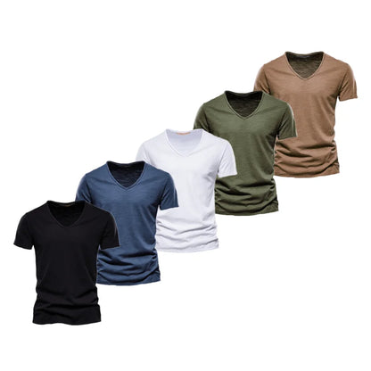 Herren T-Shirt im Casual-Stil mit V-Ausschnitt in einfarbigem Design