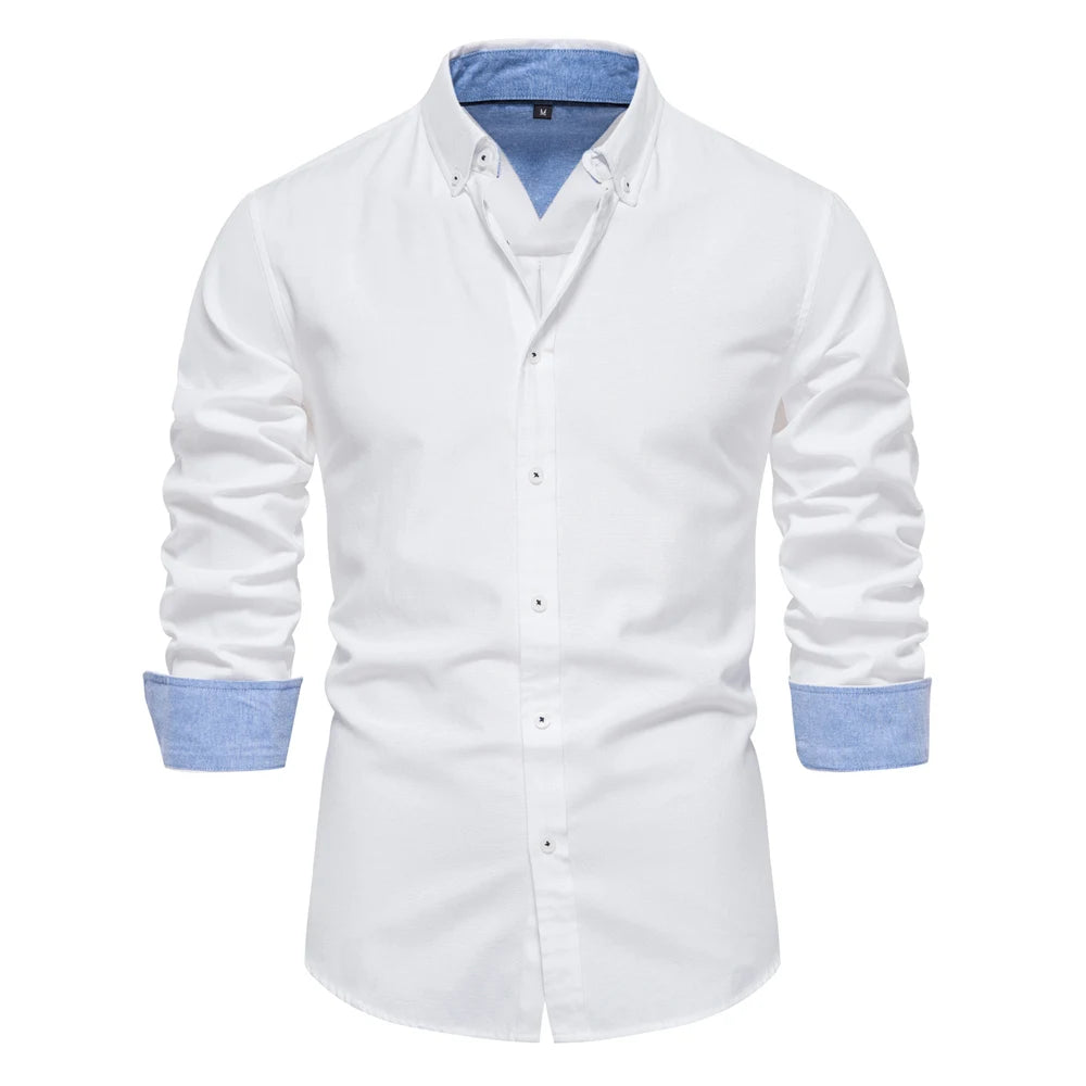 Herren Oxford Hemd aus Baumwolle mit langen Ärmeln für Casual-Look