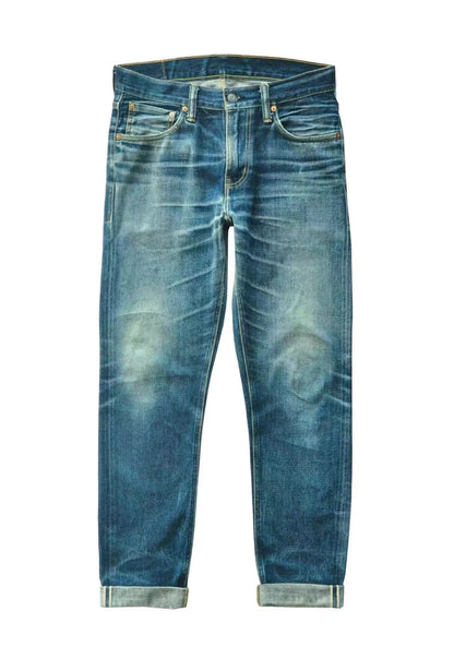 Herren Jeans aus Selvedge Denim in Indigo und Schwarz mit Reißverschluss