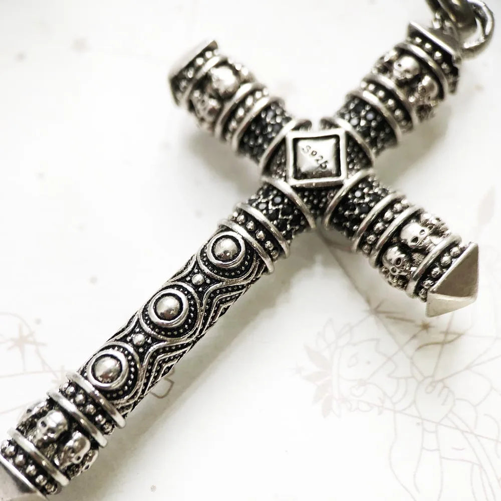 Damen-Charm-Anhänger Kreuz blauer Stein Türkis Glaube aus Sterlingsilber