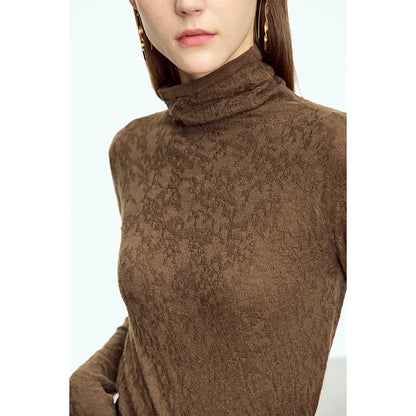 Damen-Rollkragenpullover Wolle Slim einfarbig Büro Winter