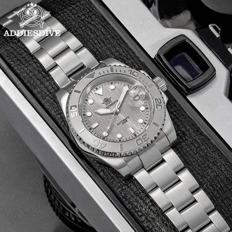 Herren-Taucheruhr mit gewoelbtem Saphirglas und NH35A-Automatikwerk