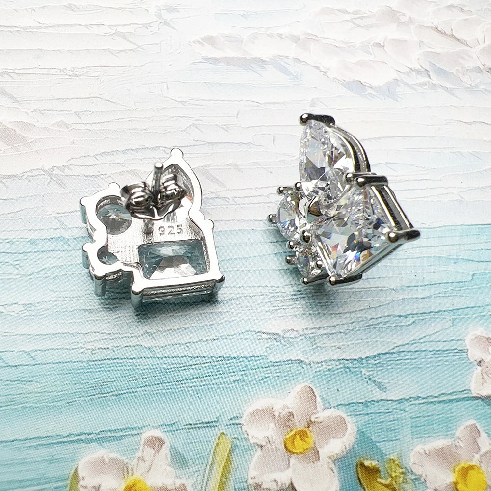 Damen-Ohrstecker geometrisch weisser Stein 925 Sterlingsilber