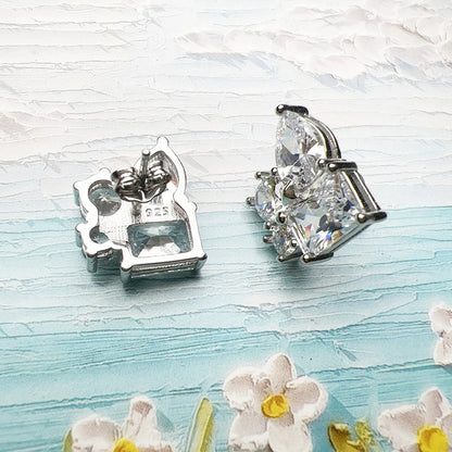 Damen-Ohrstecker geometrisch weisser Stein 925 Sterlingsilber