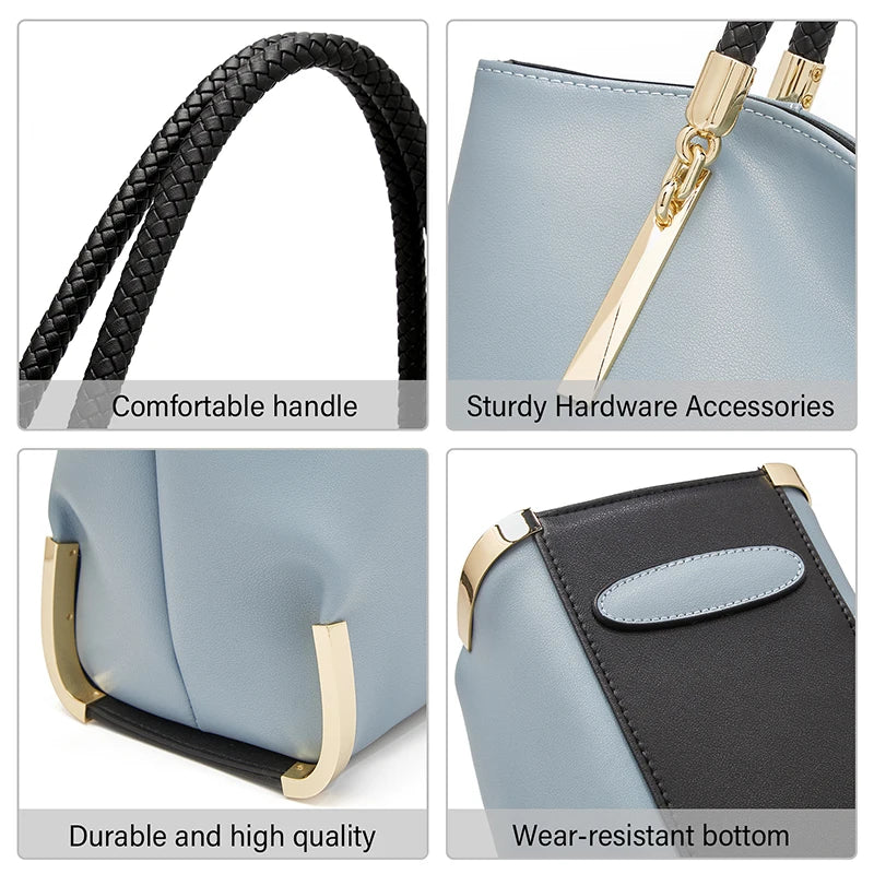 Damen Schultertasche Elegant aus Spaltleder mit Großem Fassungsvermögen