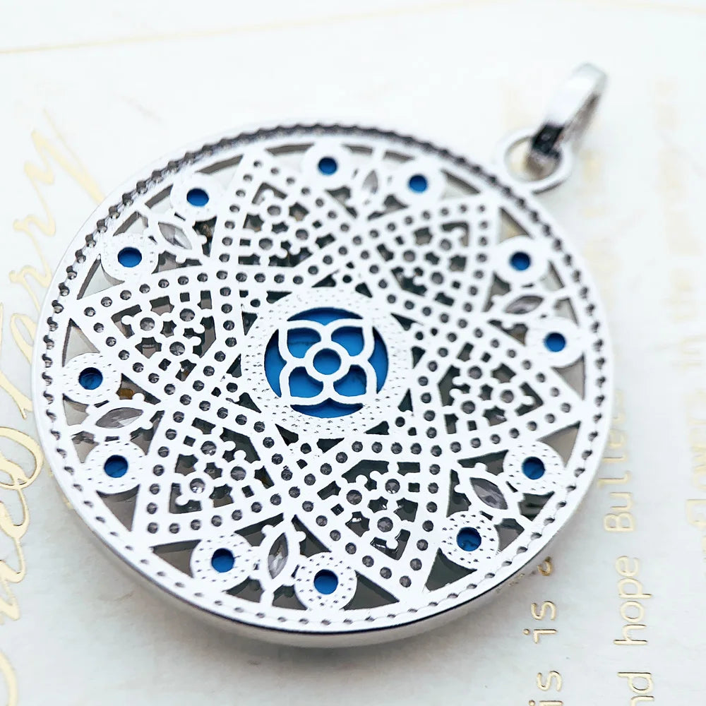 Damen-Charm-Anhänger blaues Ornament Glamour Seele aus Sterlingsilber