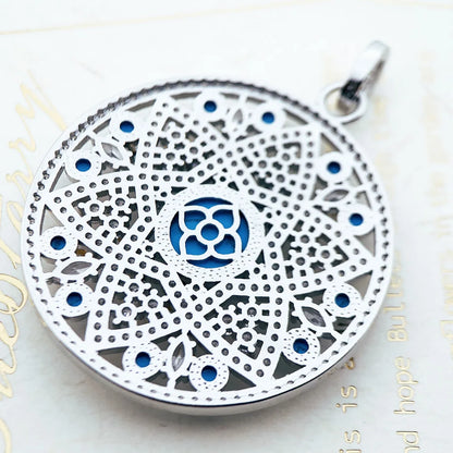 Damen-Charm-Anhänger blaues Ornament Glamour Seele aus Sterlingsilber