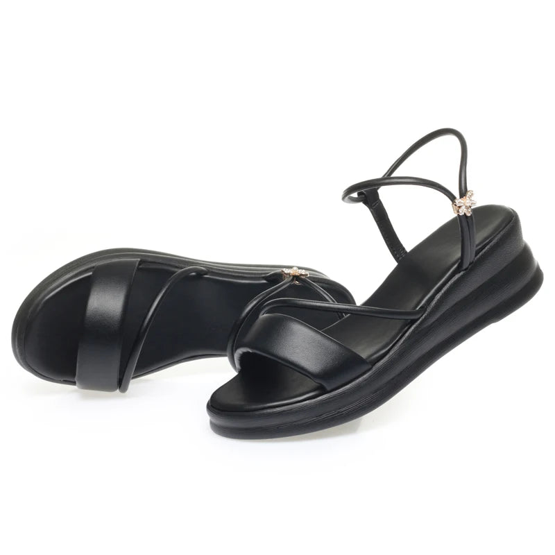 AIYUQI Damen-Sandalen, große Größe, Sommer 2022, neue Keil-Damen-Sandalen, offene Zehen, römische Sandalen