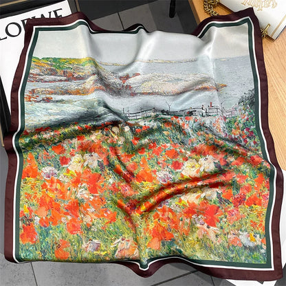 Damen Seidenschal quadratisch Halstuch Bandana Hijab Pashmina Stirnband B