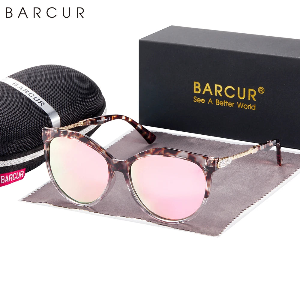 Damen-Sonnenbrille Cat Eye oval Farbverlauf Spiegel polarisiert