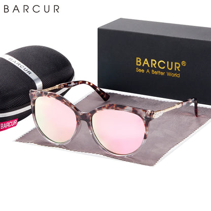 Damen-Sonnenbrille Cat Eye oval Farbverlauf Spiegel polarisiert