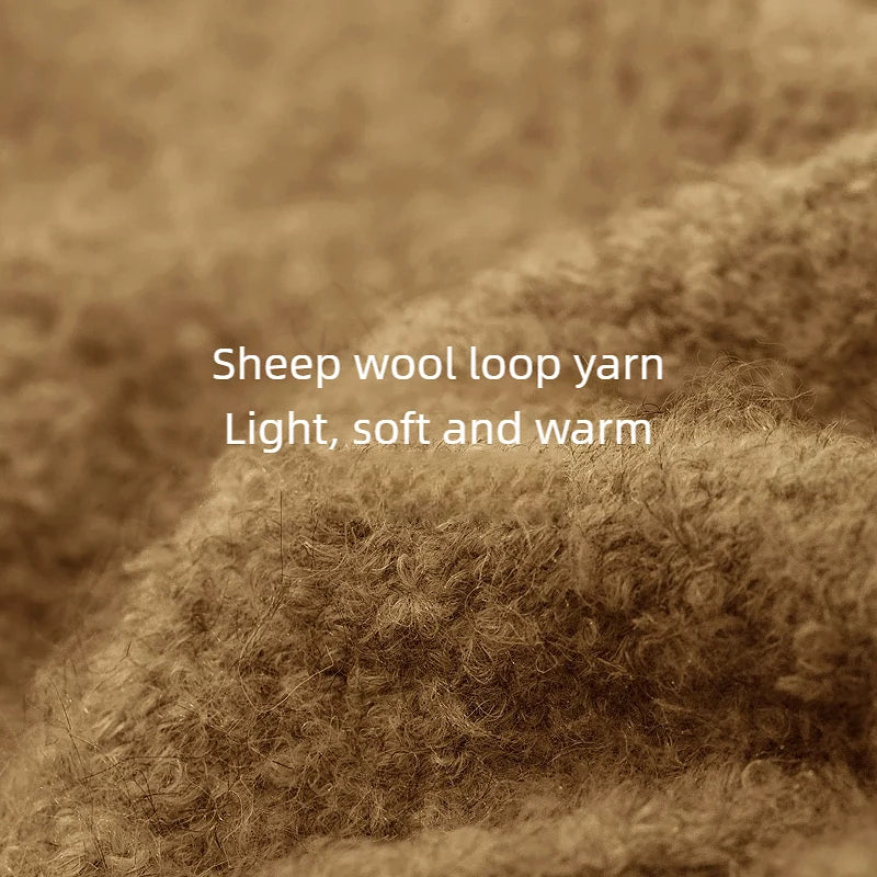 Damen-Kapuzenpullover Wolle Reißverschluss locker dick warm Winter