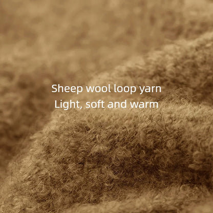 Damen-Kapuzenpullover Wolle Reißverschluss locker dick warm Winter