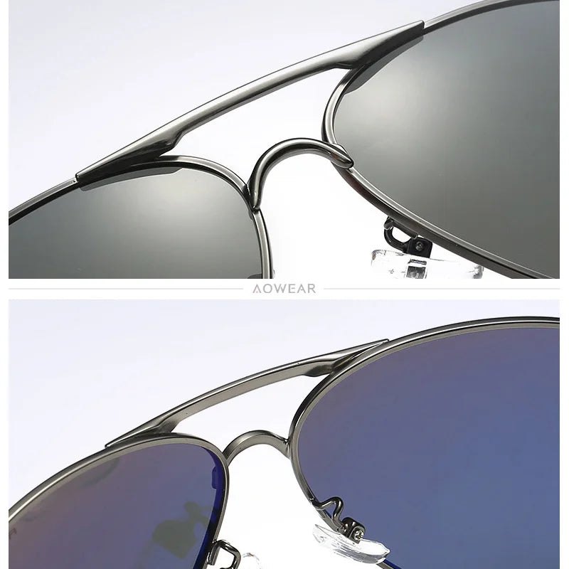 AOWEAR männer Luftfahrt Sonnenbrille Männer Polarisierte Spiegel Sonnenbrille für Mann HD Fahren Pilot Sonnenbrille lunettes de soleil homme